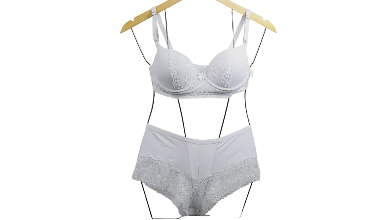 Conjunto Básico poliamida com renda alta branca