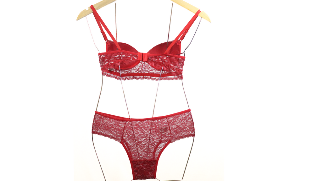 Conjunto Básico poliamida com renda Vermelha