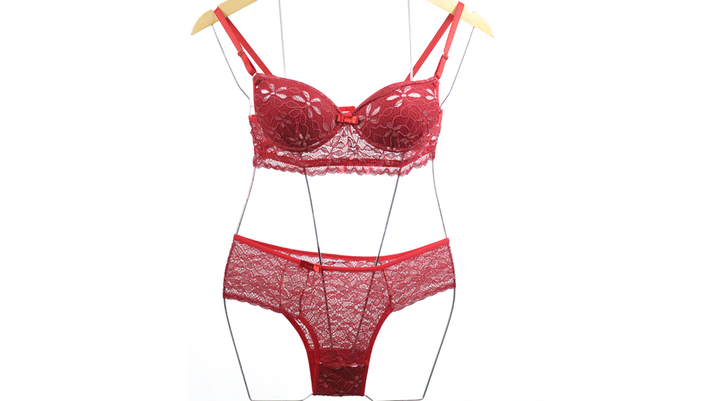 Conjunto Básico poliamida com renda Vermelha