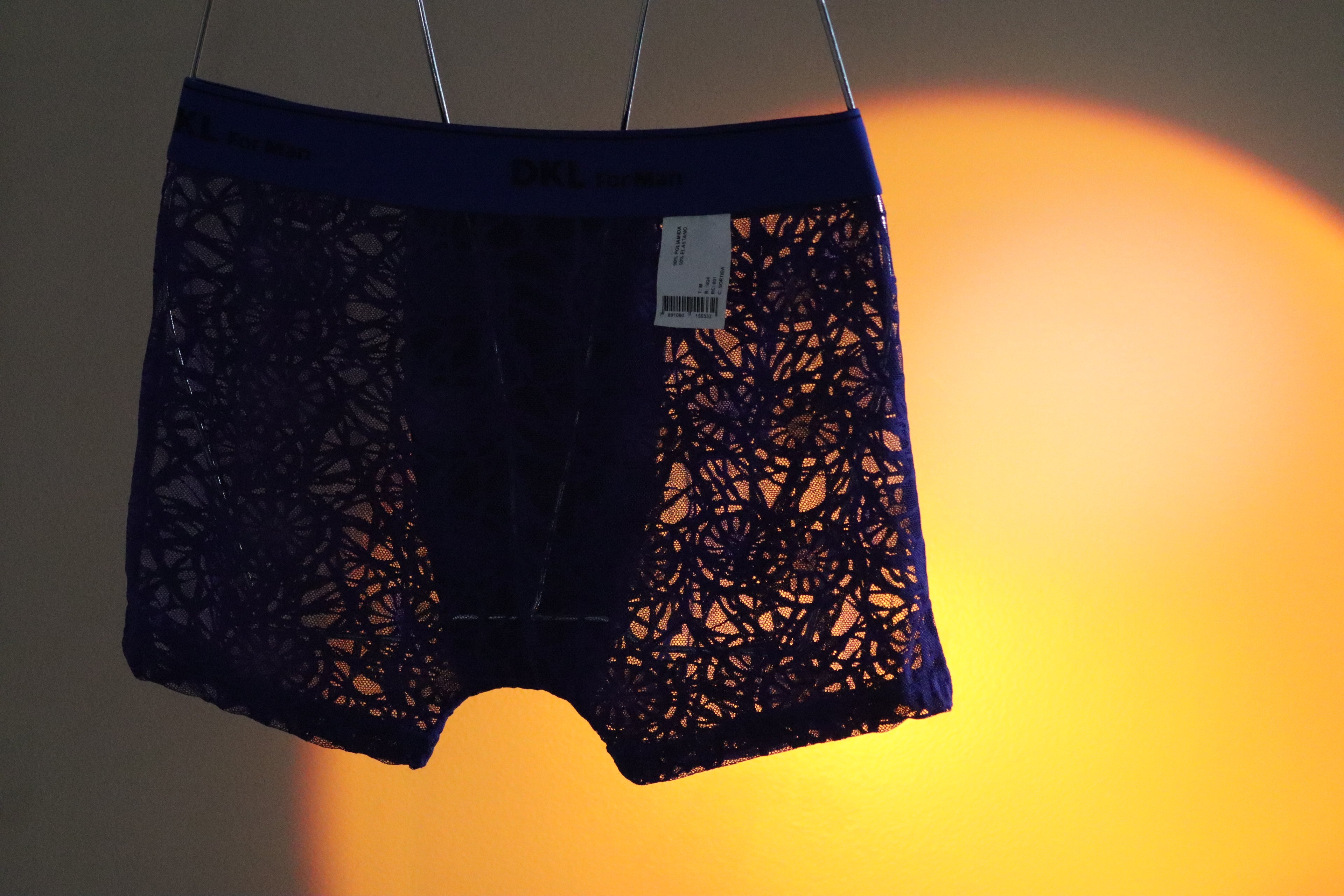 Cueca Boxer de Renda Azul