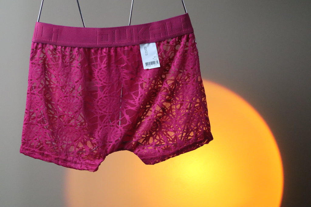 Cueca Boxer de Renda Rosa