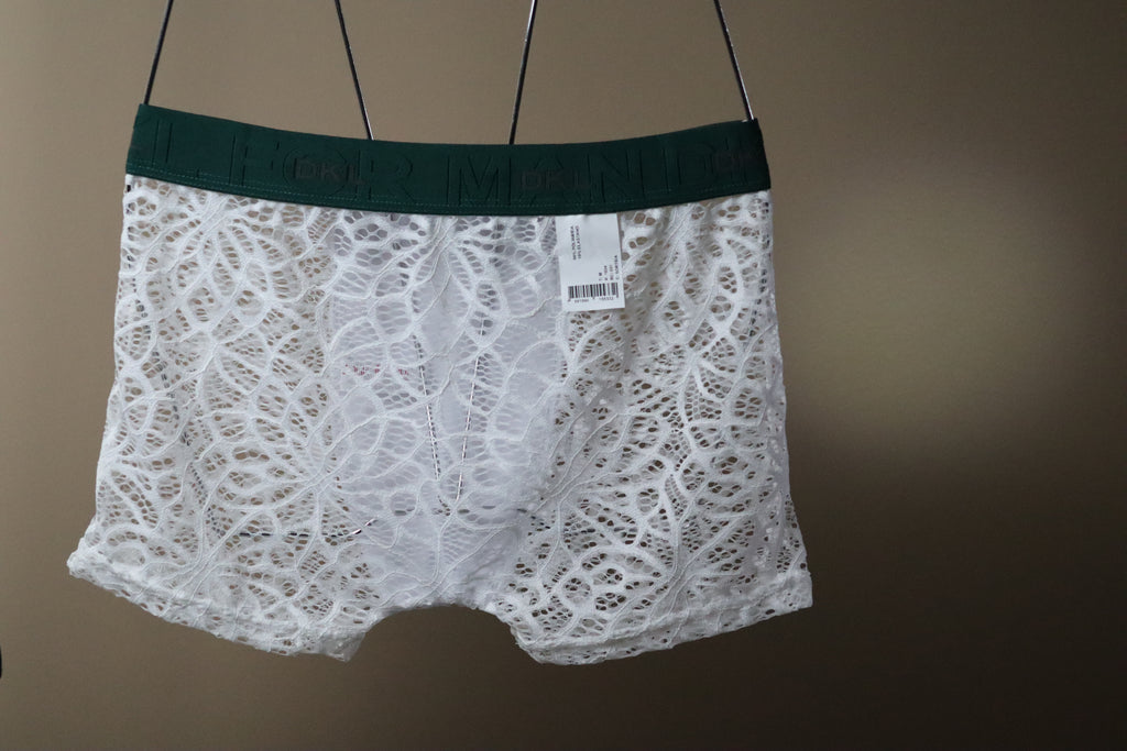 Cueca Boxer de Renda Branca