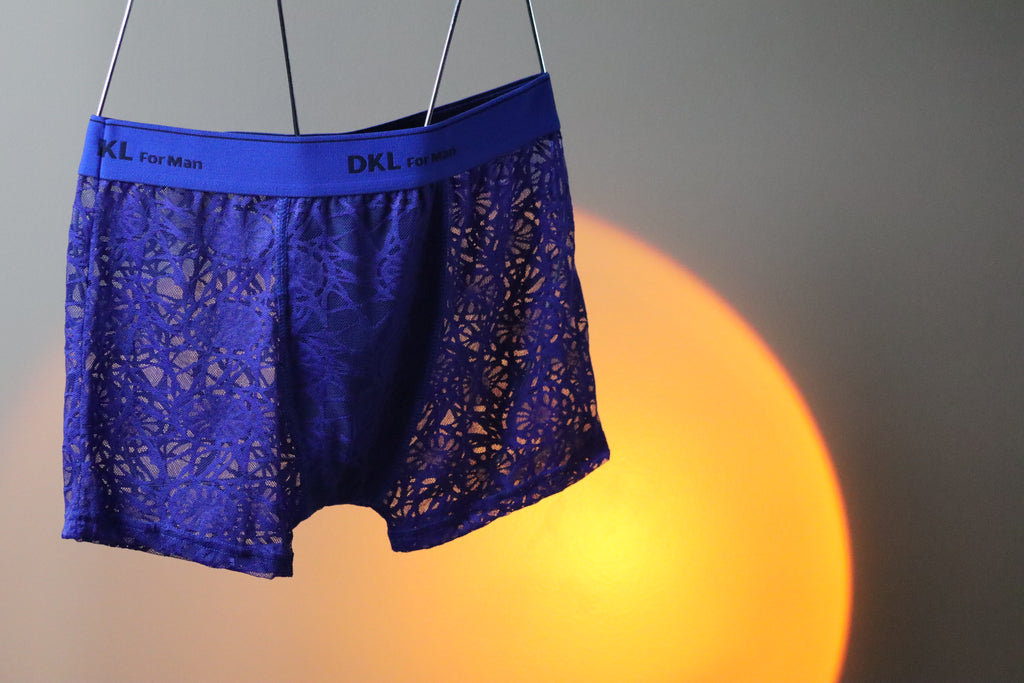 Cueca Boxer de Renda Azul