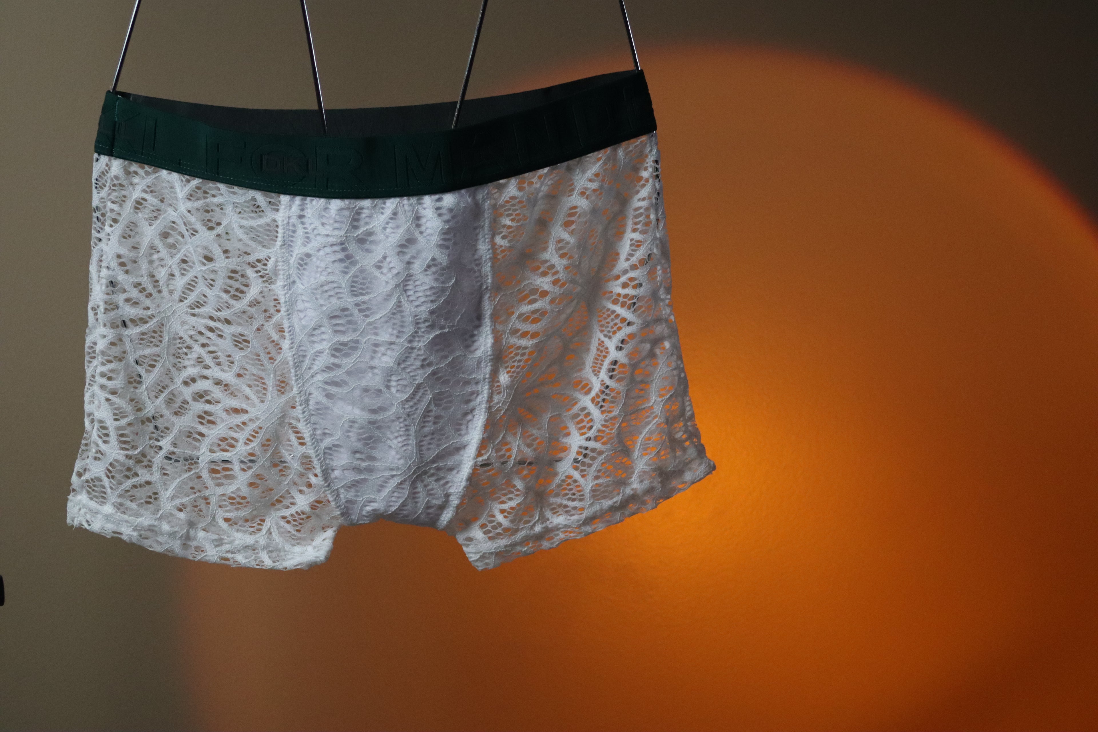 Cueca Boxer de Renda Branca
