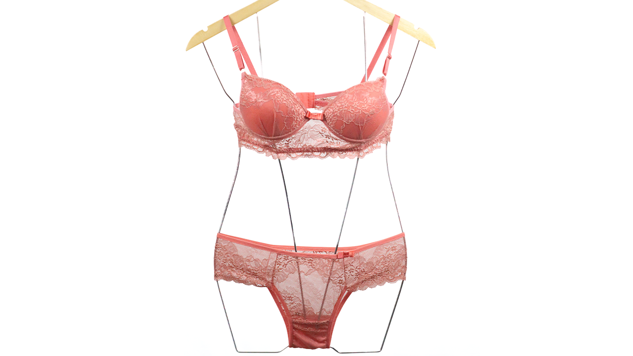 Conjunto Básico poliamida com renda Salmão